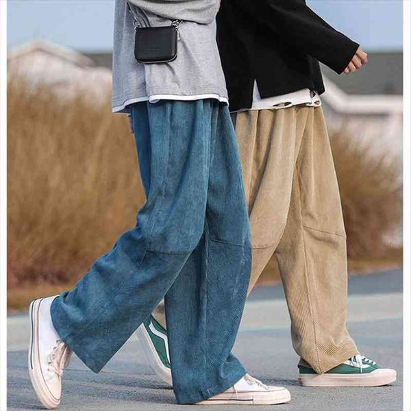 

90s indie streetwear corduroy women pants vintage teenager skater style baggy fashion high waist brown trousers male bottom, Black