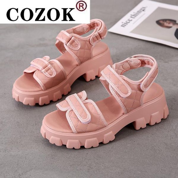 

sandals women casual thick bottom solid ladies platform shoes ankle strap hoof heels female footwear summer fashion 2021, Black