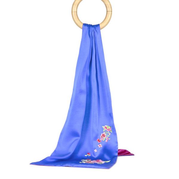 

hats, scarves & gloves sets china embroidery #4 silk scarf mulberry long design quality female spring and autumn all-match fashion shawl, Blue;gray