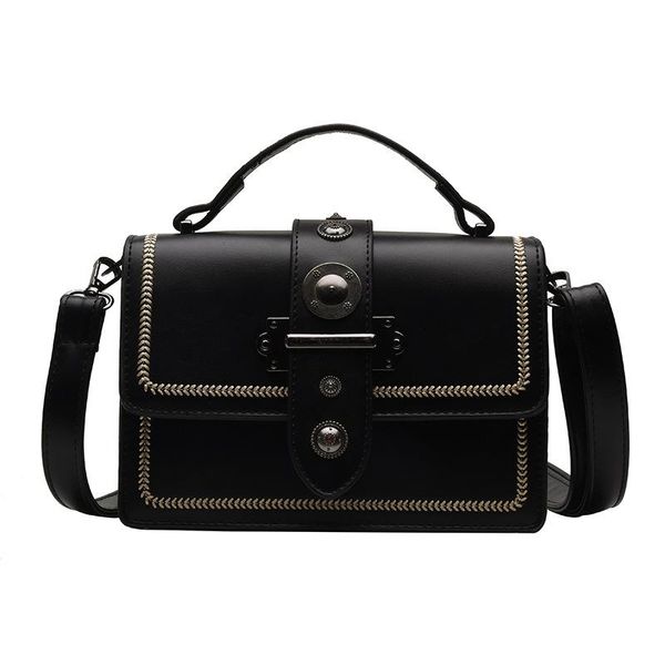 

evening bags rivet fashion handbags 2021 portable small square bag korean version of the trend badge single shoulder messenger female