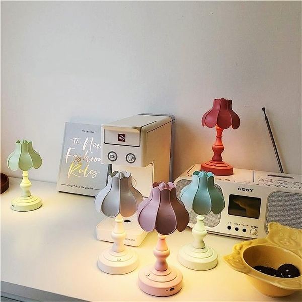 

table lamps usb charging night light mini bedside bedroom lamp led lotus decoration stand