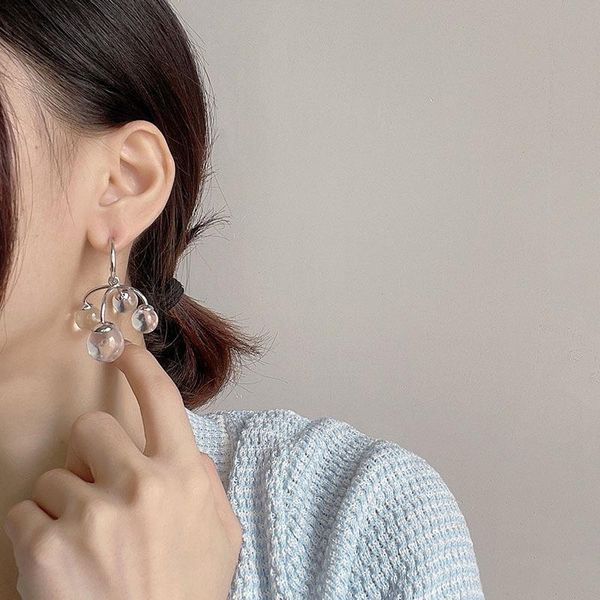 

dangle & chandelier aensoa women's transparent acrylic round ball irregular earrings fashion elegant geometric drop earring wholesale j, Silver