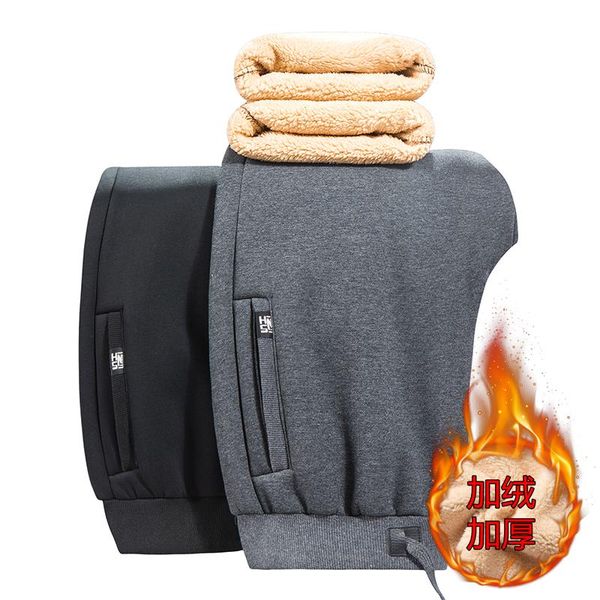 

men's pants winter male stretch warm sweatpants thick fleece trousers mens windproof cashmere for men military, Black