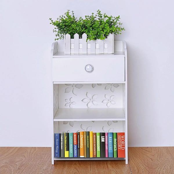 Flor branca moderna quarto de cabeceira mesa de cabeceira armário de armazenamento de cozinha organizador de estante de noite
