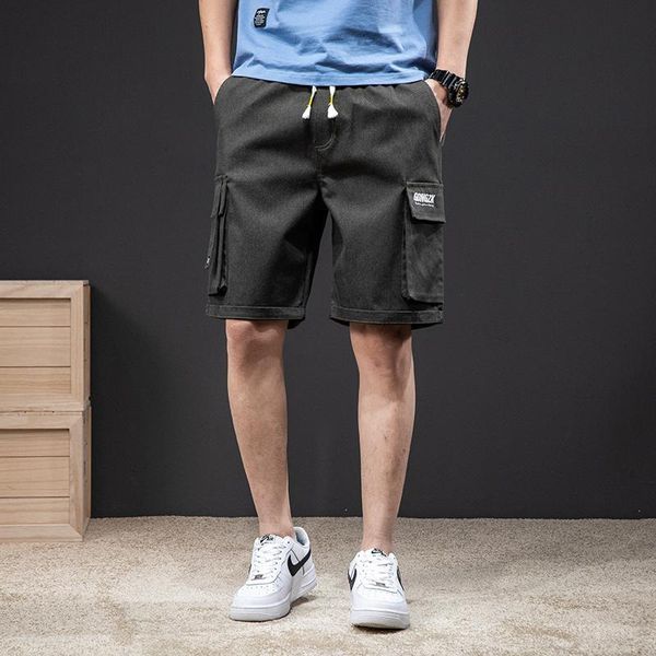 

men's shorts plus size summer casual cargo men multi-pockets cotton loose bermuda male streetwear baggy short pants 6xl 7xl 8xl, White;black