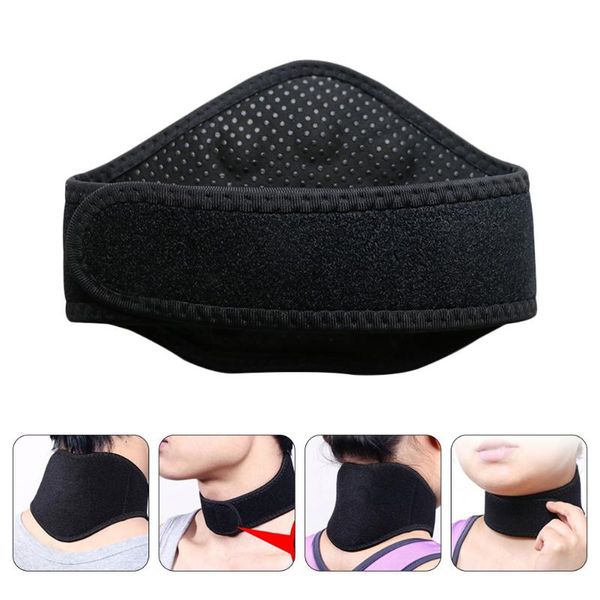 

back support heating magnetic therapy neck guard brace stiffness pain relief, Black;blue