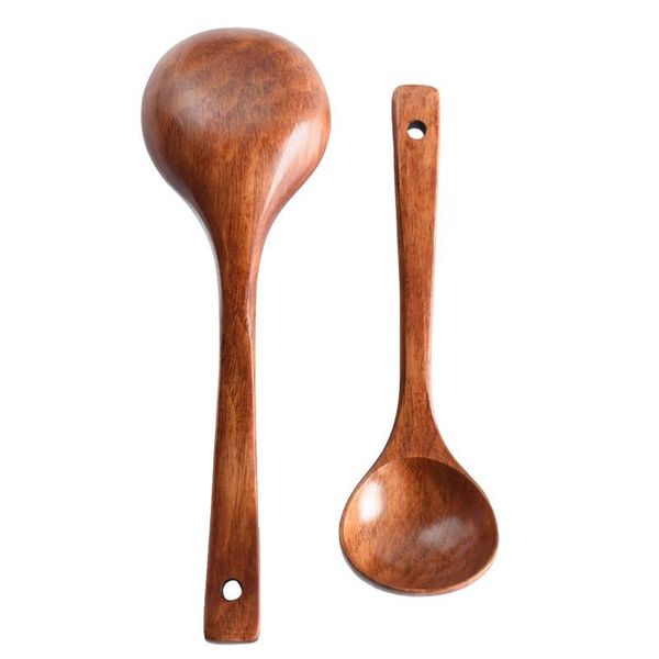 

spoons 1pcs wooden spoon kitchen cooking utensils tool soup teaspoon catering long