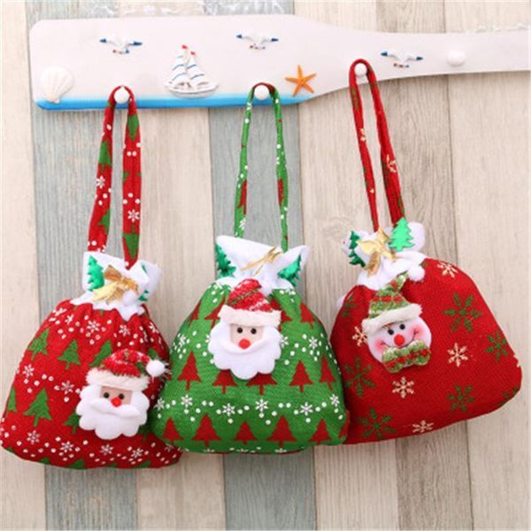 

christmas decorations 1 pcs gift bag gold velvet apple santa back hanging stocking supplies1
