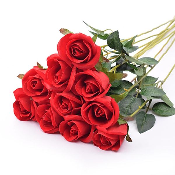 

decorative flowers & wreaths 4pc red rose flower wedding bridal bouquet valentine's day birthday propose party trick props home decorat