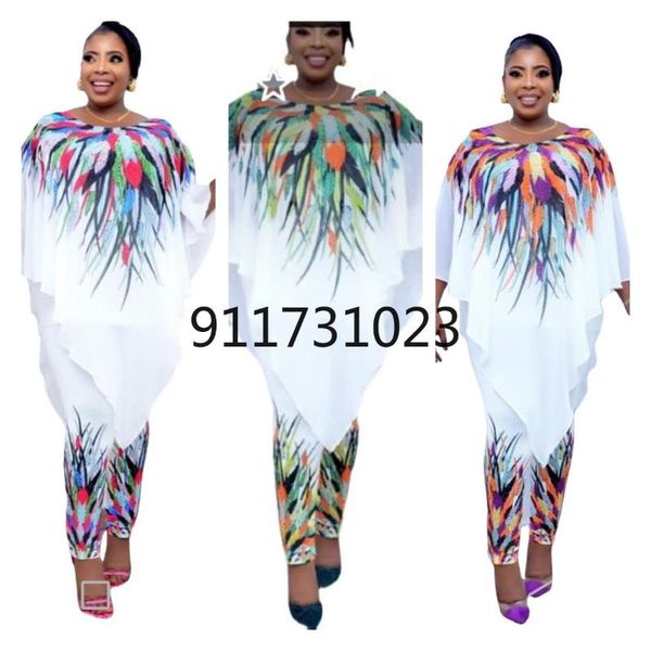 

ethnic clothing african clothes for women 2021 summer printing two pieces sets and long pant suit, Red