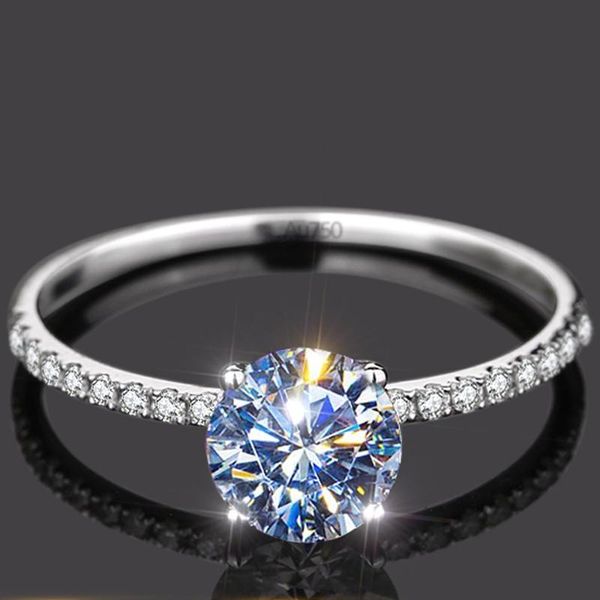

cluster rings 14k gold 3 moissanite diamond ring women elegant round crown trendy wedding party engagement anniversary ct d color, Golden;silver