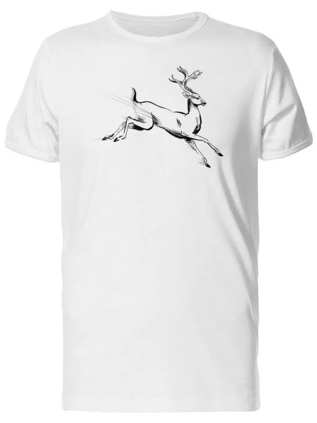 

running deer vintage sketch tee men's -image by shutterstock, White;black