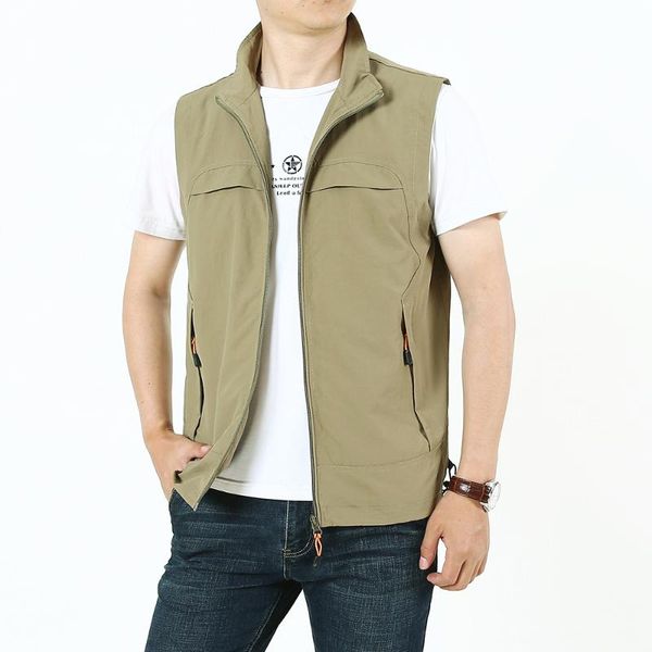 

men's vests unloading vest tactical webbed gear coat summer pographer waistcoat tool pocket mesh work sleeveless jacket male 6xl, Black;white