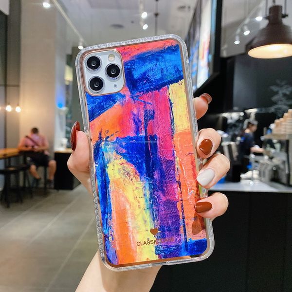 

watercolor graffiti renderings plating tpu phone cases for iphone 12 11 pro promax x xs max 7 8 plus