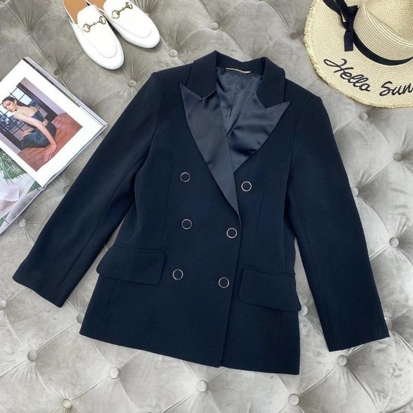 

ladies 2021 fashion long sleeve lapel solid color stitching blazer 0928 women's suits & blazers, White;black