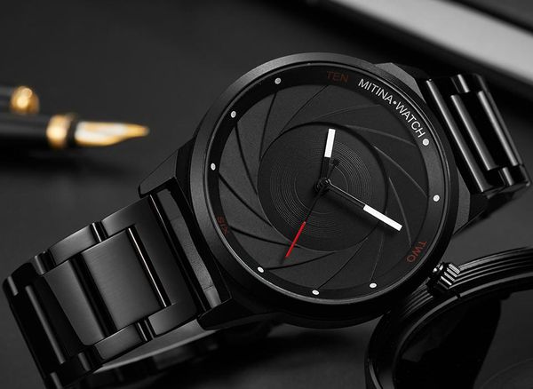 

wristwatches full black cool men watch stainless steel brand sports creative mens quartz wrist watches male clock relogio masculino, Slivery;brown