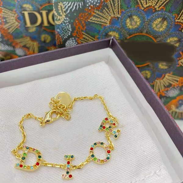 

d family letter color diamond full bracelet, Golden;silver