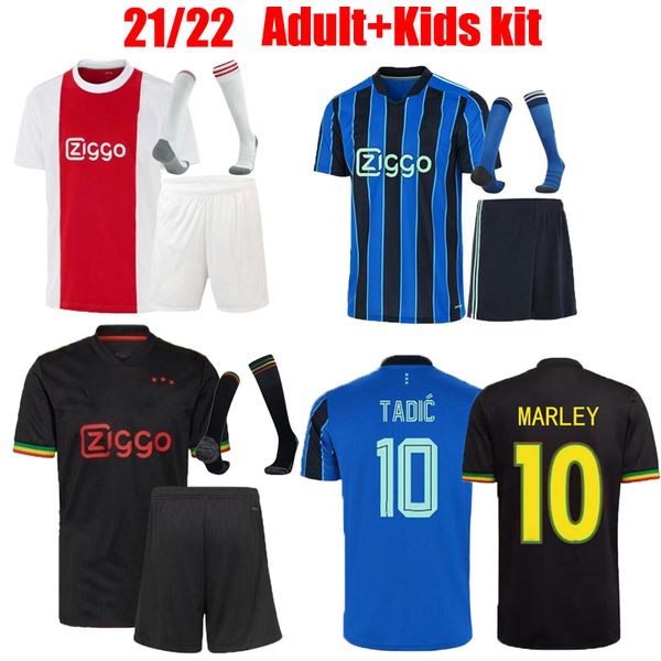 

2021 2022 kids kit socks soccer jersey bob marley tadic neres cruyff a jax 21 22 kudus antony blind promes football shirt uniform home away, Black