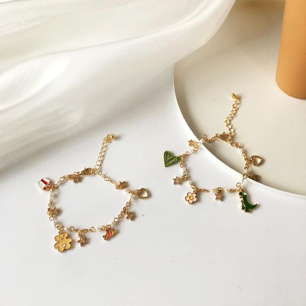 

link, chain cute animals bracelet for women stars charms adjustable durable link girls sweet lightweight jewelry gifts 2021, Black