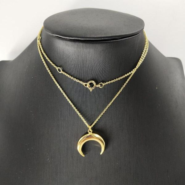 

korea japan anime 2021 trends simple fashion brass gold plated crescent necklace women goth boho trendy jewelry chains, Silver