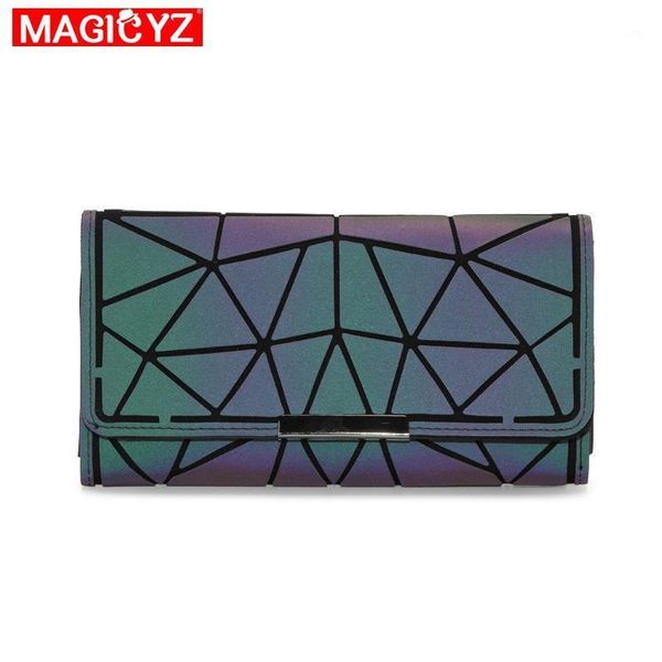 

women's fashion luminous swallet long three-layer coin purse bag evening geometric card wallet wallets1, Red;black