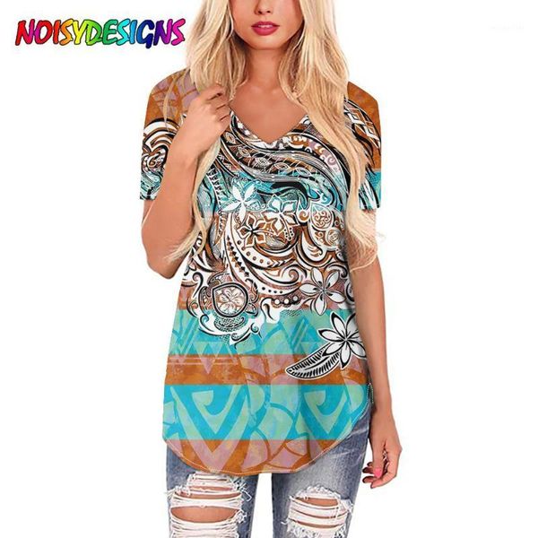 

t-shirts women vintage tshirts samoan hawaiian polynesian tribal burnt siena prints v neck short sleeve women's t-shirt, White