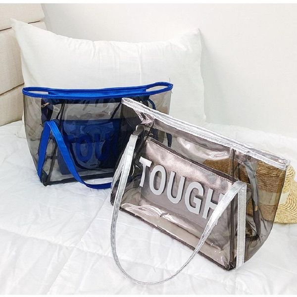 

evening bags 2021 summer sell transparent pvc shoulder for women large capacity candy colors handbags daily beach bag