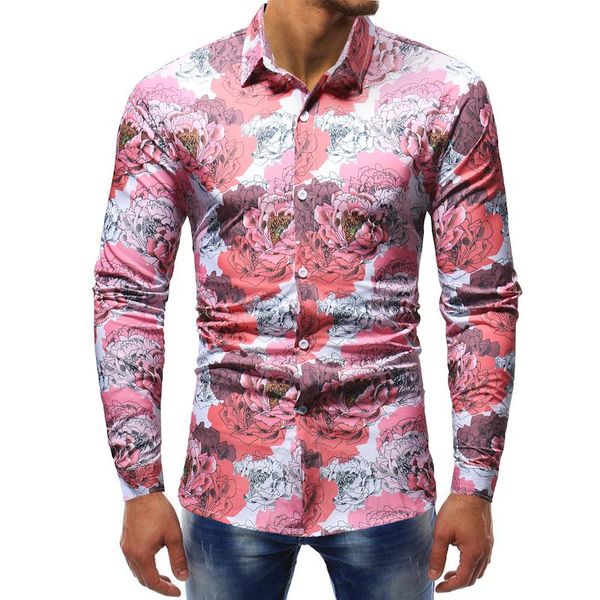 

hawaiian shirt men clothes 2021 3d print men's fashion casual long sleeve slim fit camisa social masculina shirts, White;black