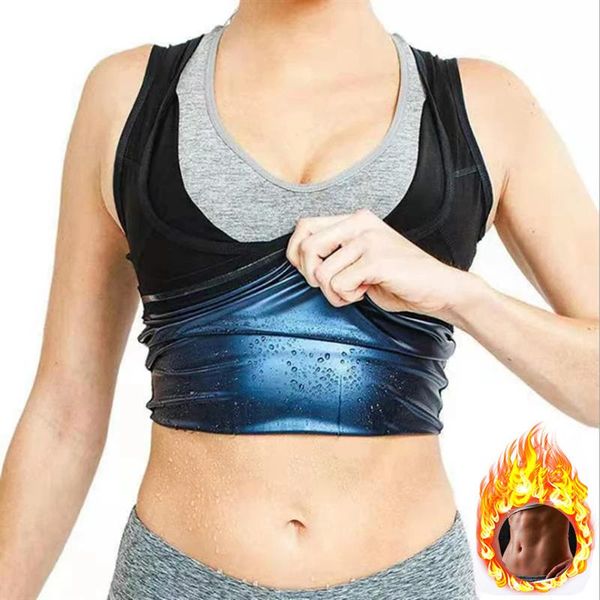 

waist support women thermo shirt sweat sauna tank body shaper trainer corset slimming vest fitness shapewear belt, Black;gray