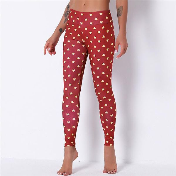 

women's leggings rooftrellen 17%spandex christmas golden heart printed winter autumn running pants sport fitness leggins, Black