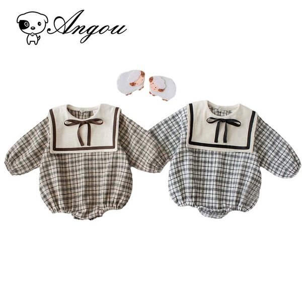 

jumpsuits angou navy wind spring baby boys girls long sleeves grid rompers jumpsuit autumn kids boy girl clothing, Blue