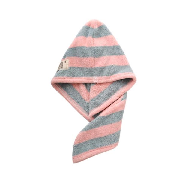 

towel microfiber coral fleece stripe super absorbent soft quick-drying cute fashionable hair drying hat swimming shower