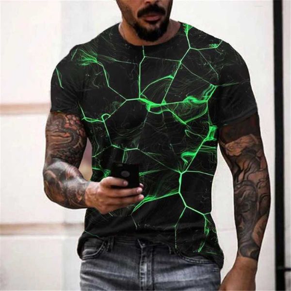 

men's t-shirts short sleeve 3d printing crackle summer t-shirt hip-hop casual o-neck available in xl, White;black