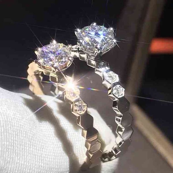 

the new xiaoshangjia ring 925 wear underwear plated 18k gold inlaid ring full of diamond honeycomb hand jewelry, Silver