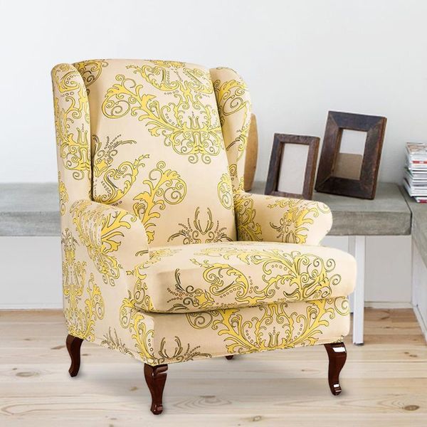 

chair covers modern removable elastic decorative furniture wingback back leaves printed simple protective cover wing slipcover soft