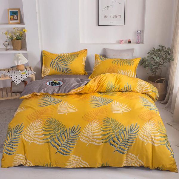 

bedding sets 2021 set golden duvet cover pastoral flat sheet modern bed linen colorful pillowcase side 3/4pcs