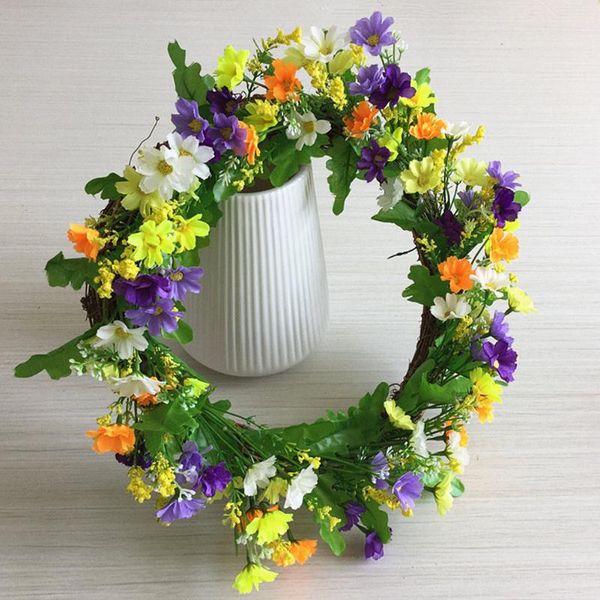 

christmas artificial silk field grass daisy wild flower wreath wedding decoration home door wall window garland decorative flowers & wreaths
