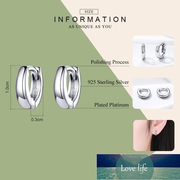 

bamoer new 925 sterling silver polishing tiny circle hoop earrings for women and men korean style fine jewelry sce552 factory price expert d, Golden;silver