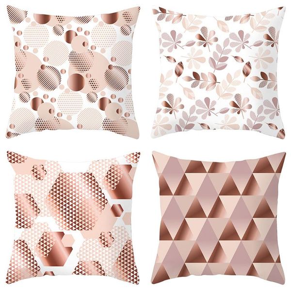 

pillow case pink geometric ultra-short velvet pillowcase home sofa cushion