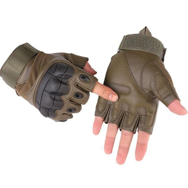 

sports gloves outdoor adventure hiking mountaineering camping hunting tactical thickened simulation leather half finger, Black