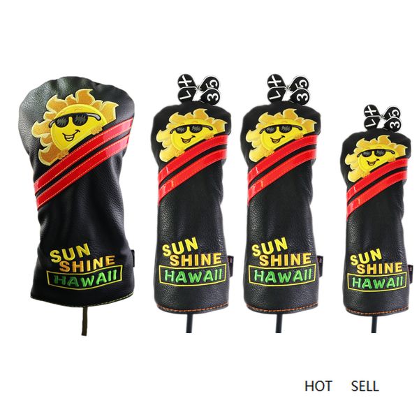 

nrc club headcovers #1 driver #3 #5 fairway woods hybrid set pu leather sun embroidery