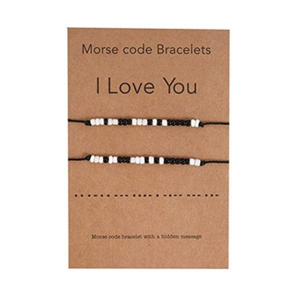 

link, chain matching bracelets creative adjustable morse code handmade braided black rope bracelet for women men couple jewelry accessories