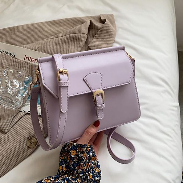 

evening bags solid color pu leather square shoulder for women 2021 fashion travel designer handbags female crossbody bag