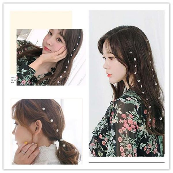 

hair clips & barrettes fashion korea temperament string bead flower heart piece invisible clip for women accessories wholesale, Golden;silver