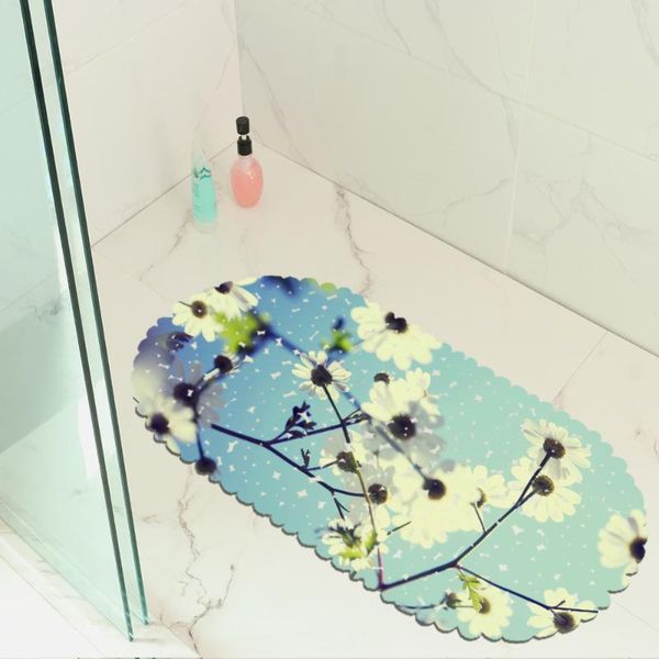 

small flower balcony bathroom mat non-slip door swimming pool floor rug pvc foot pad 35x70cm bath mats