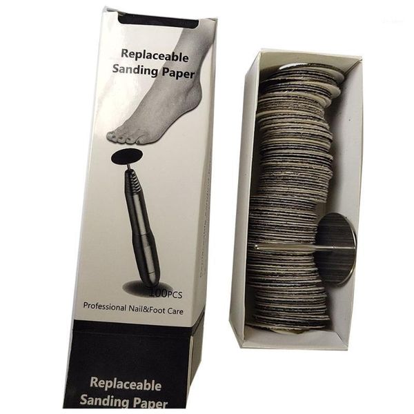 

100pcs set replaceable sandpaper disc cuticle callus remove tool electric foot file hard dead skin pedicure nail art equipment1, Silver