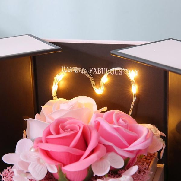 

soap rose flower gift box lipstick earrings necklace storage display for lovers girlfriend wife hfing decorative flowers & wreaths