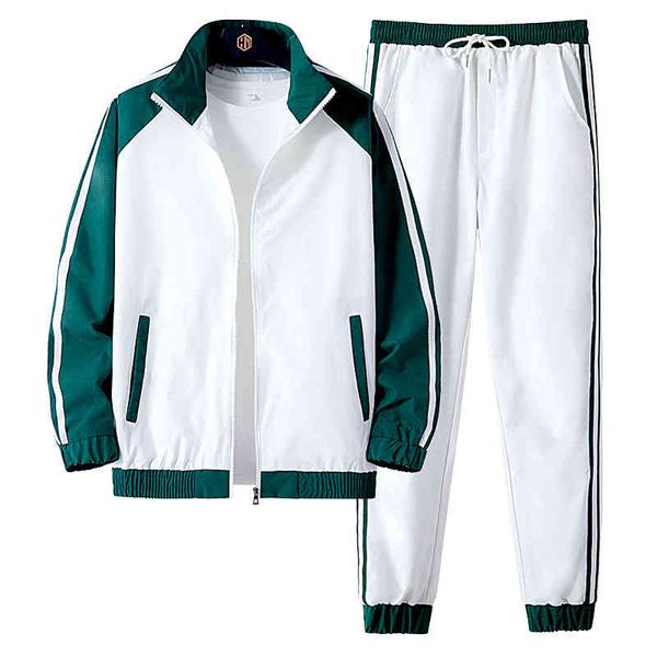 

2021 fashion korean autumn new men's and women's same sports and leisure couple suit jacket three bars, White;black