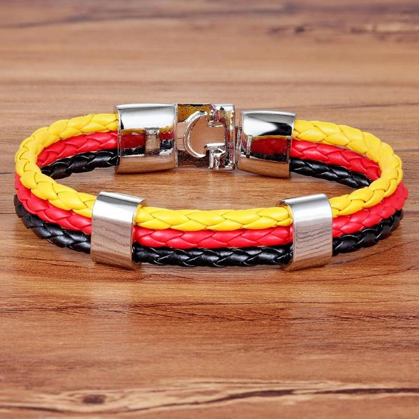 

fashion multilayer bandage brand diy leather bracelets germany flag strands charm friendship men's bracelet., Golden;silver