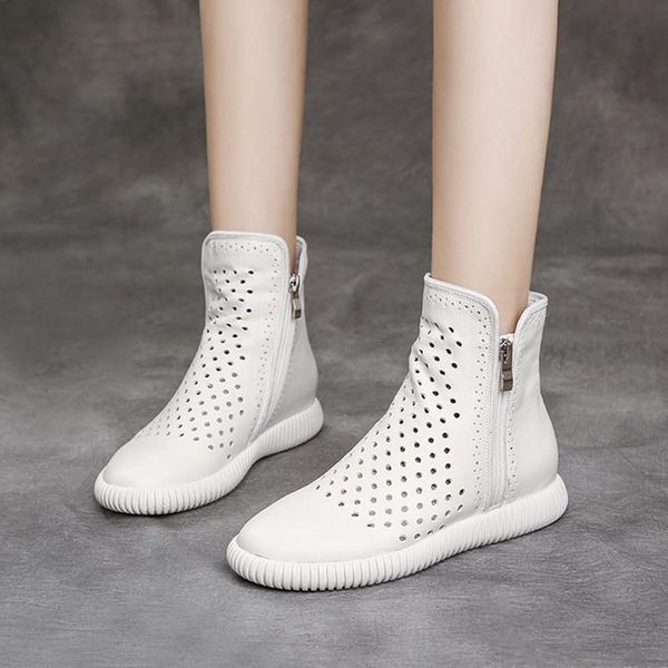 

boots 2021 summer british style all over leather flat bottom cool women's single boot short, Black